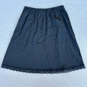 Vintage Warners Black Lace Mini Slip Skirt, Y2K Romantic Grunge 90s Fairy Goth